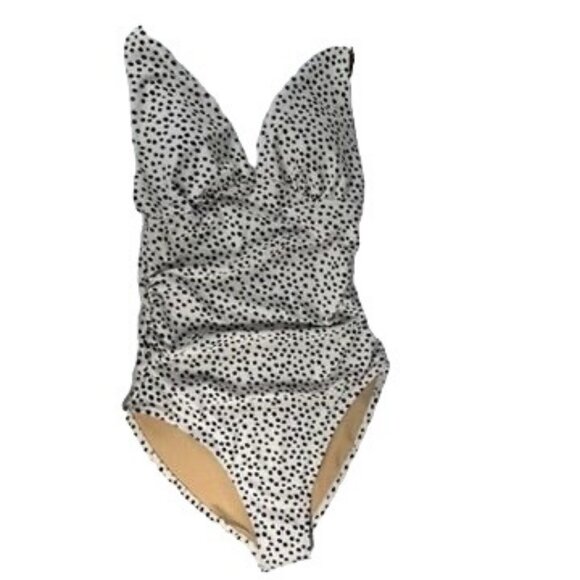 Old Navy Womens S Tall Cheetah Polka Dot One-Piece Swimsuit Ruffles UPF - Picture 3 of 12